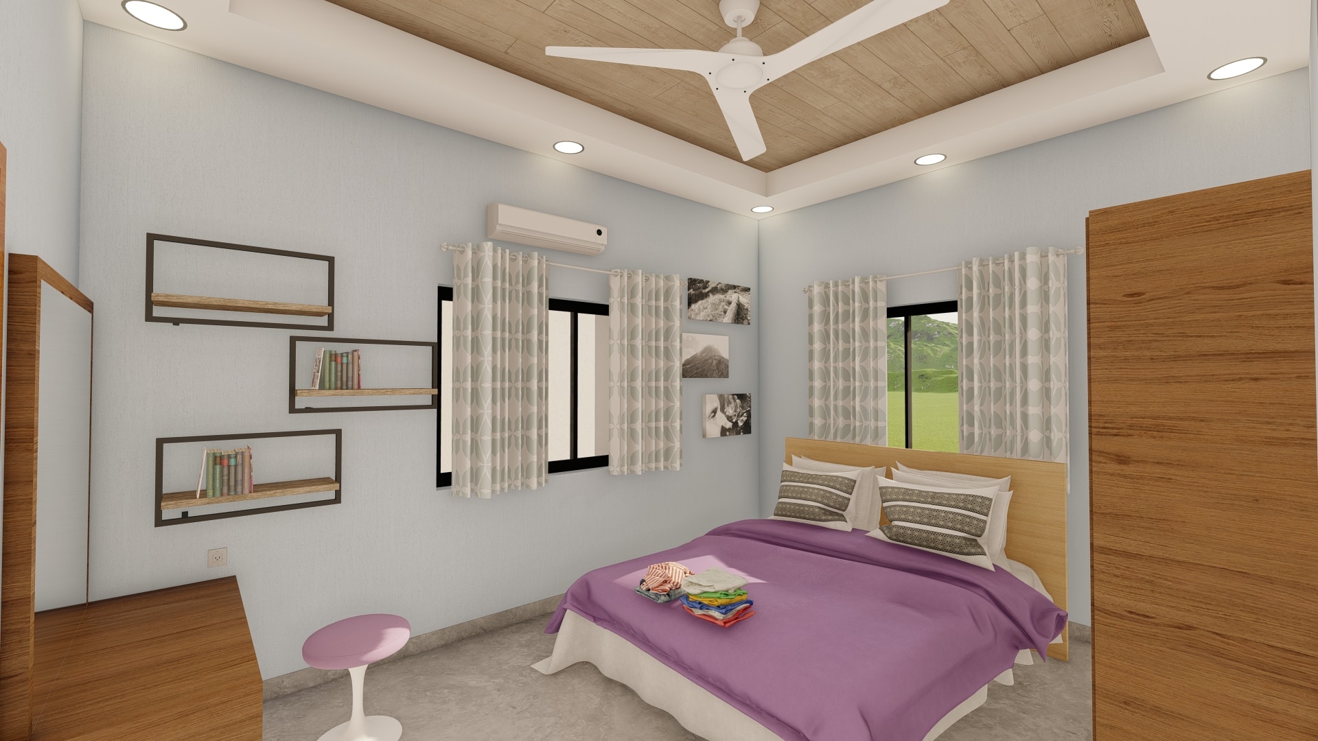 bedroom of new bungalow home design by urban terrace west facing 30x50 sq ft