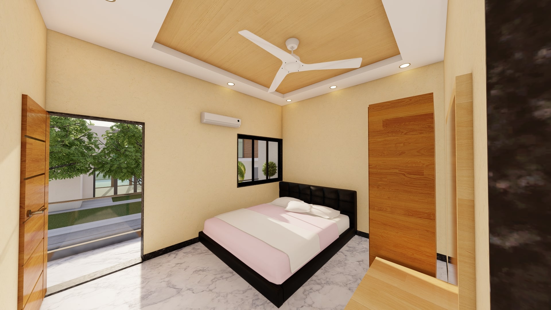 bedroom of new duplex layout design north facing 1000 sq ft urban terrace