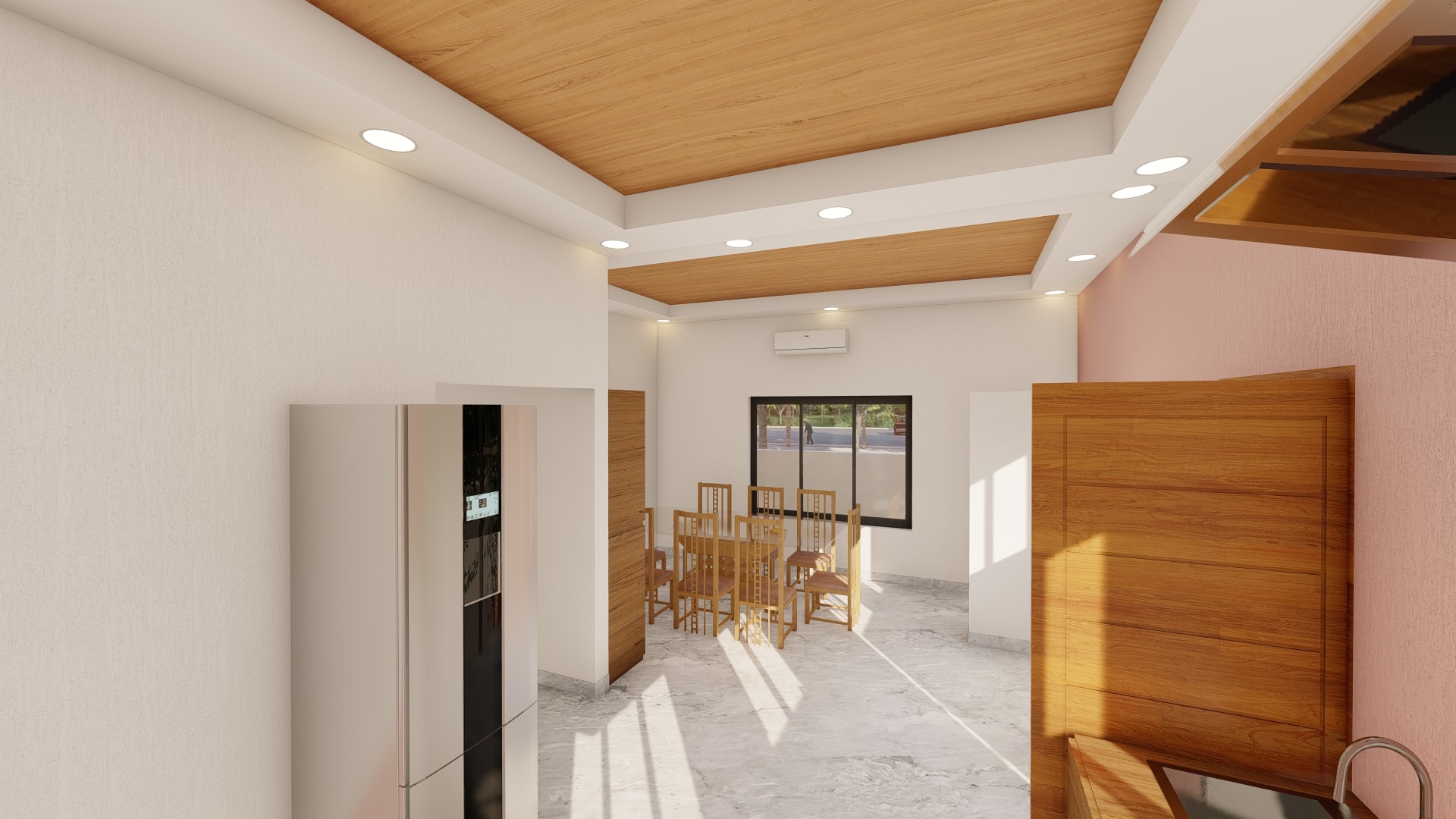 big kitchen with dining area and pooja area of new villa construction floor plan by urban terrace west facing 1800sf