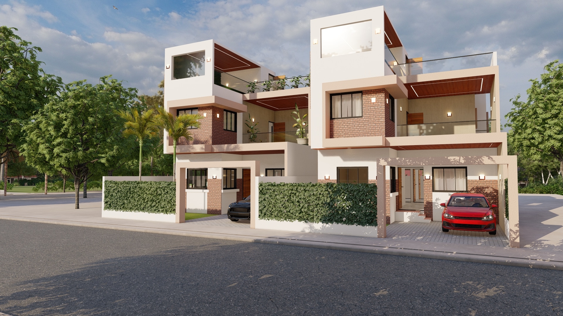 front elevation of best villa home layout design by urban terrace east facing 30x60 sq ft