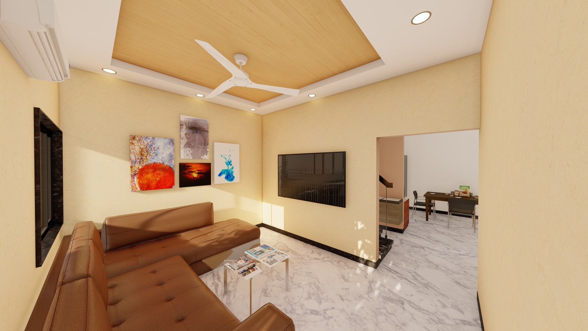 living room of new duplex layout design north facing 1000 sq ft urban terrace