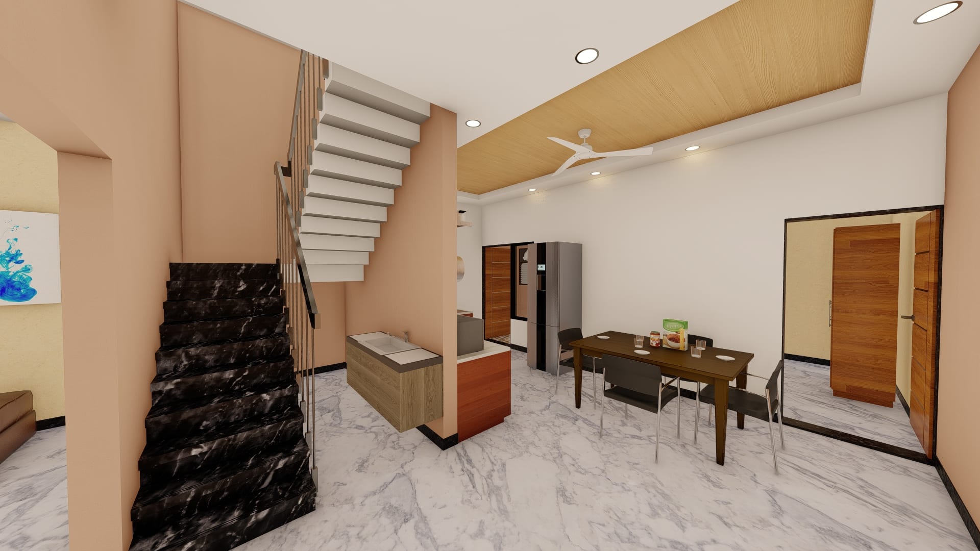 living room side area of new duplex layout design north facing 1000 sq ft urban terrace