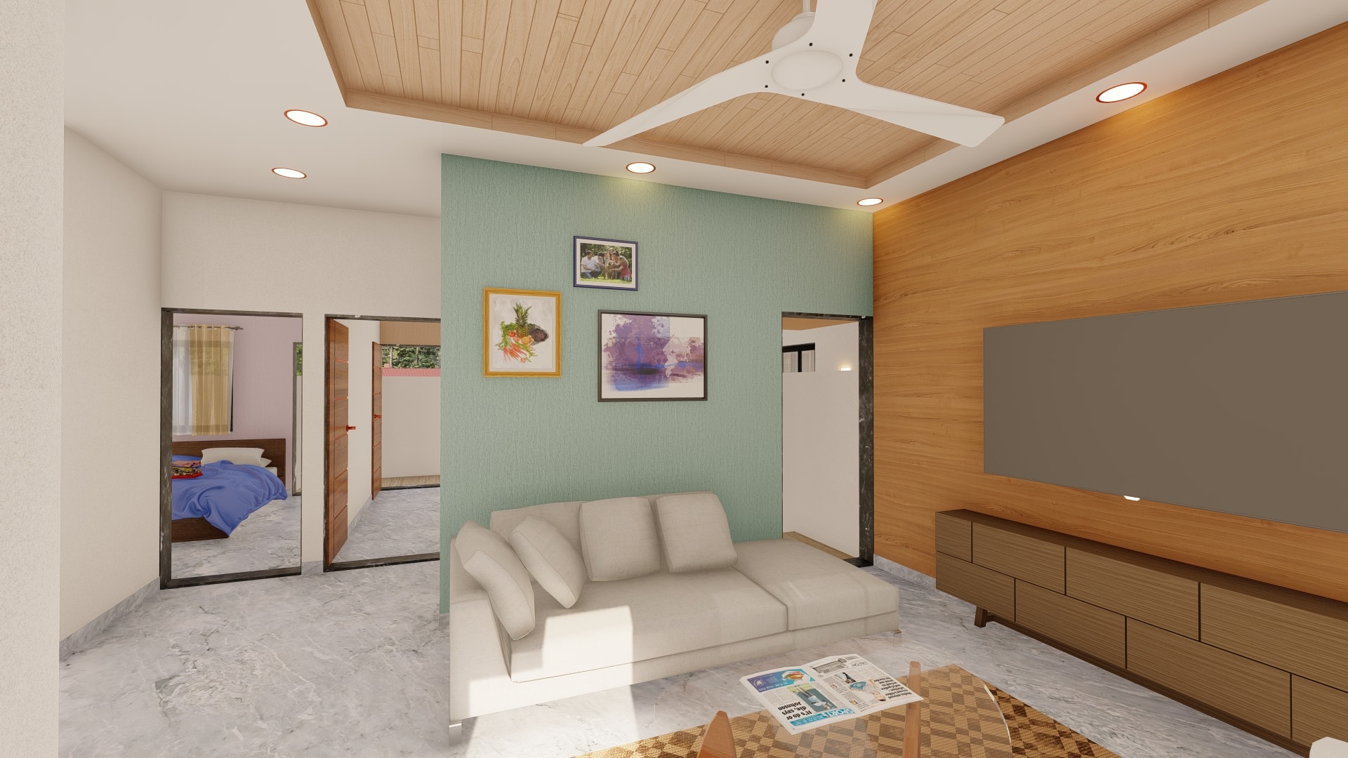 modern bungalow house layout living room by urban terrace east facing 1500 ft