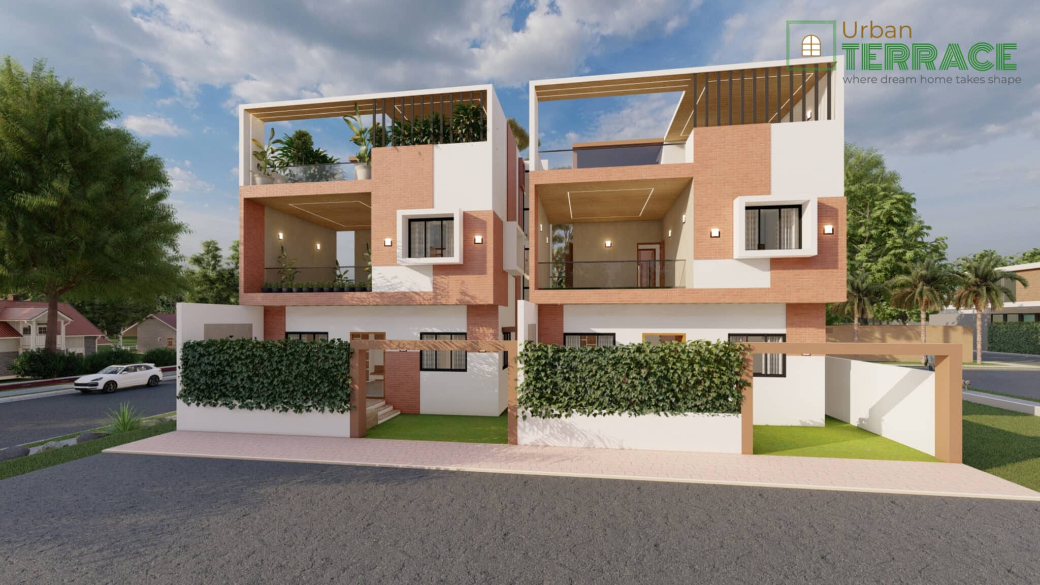 new bungalow home design 30x50 west facing urban terrace indore front elevation