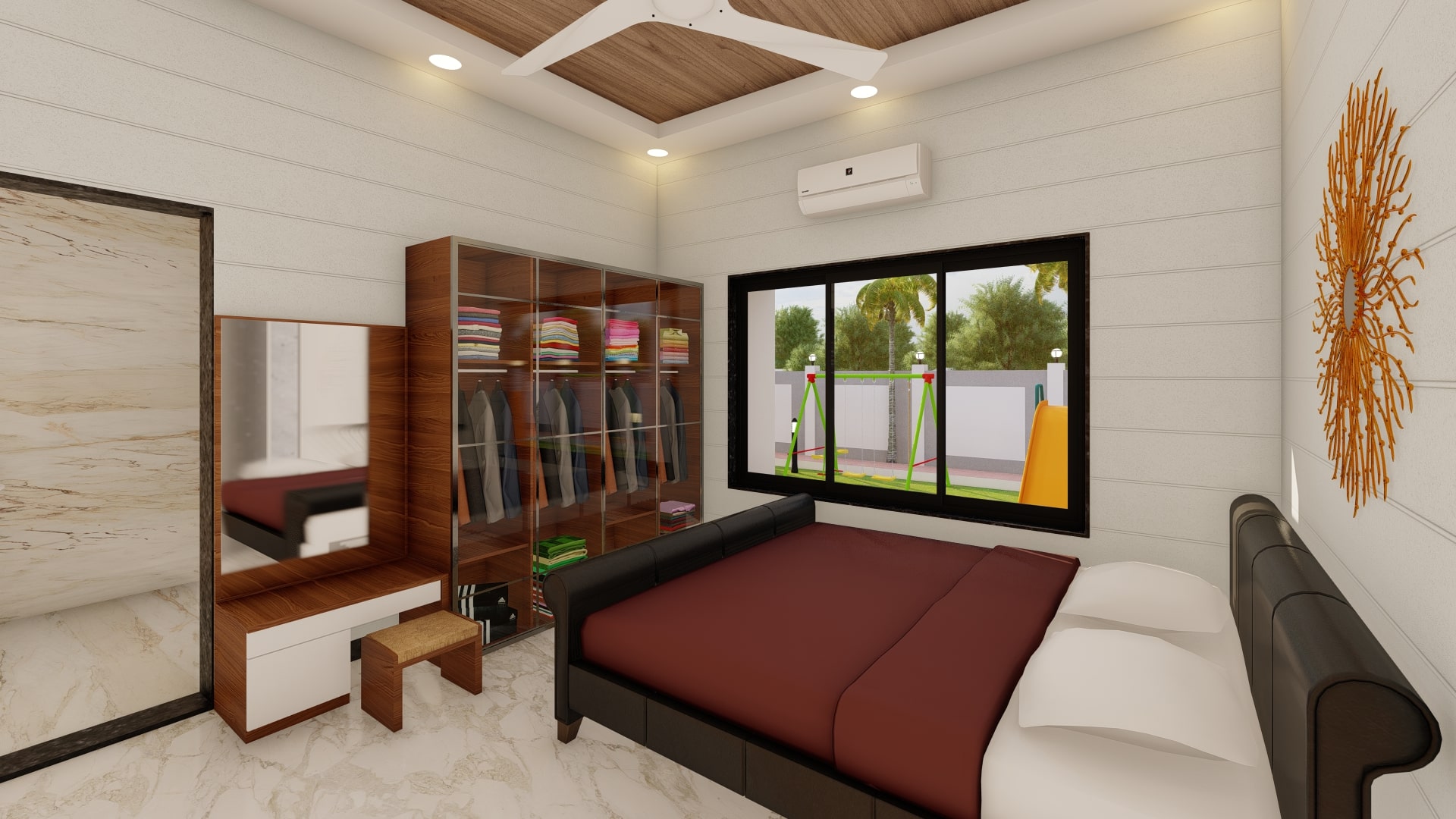 bedroom 3 with garden view at leisure villa by urban terrace