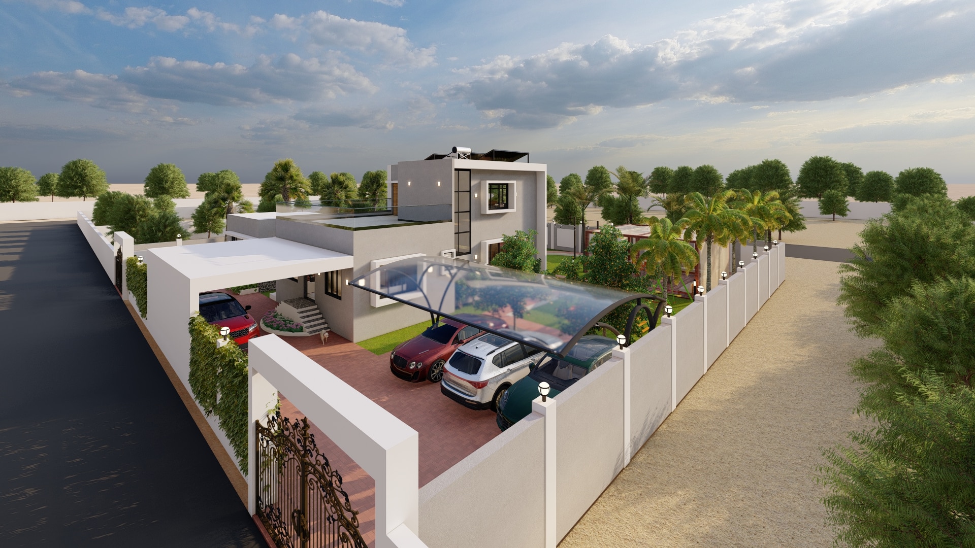 covered parking area of urban terrace leisure villa