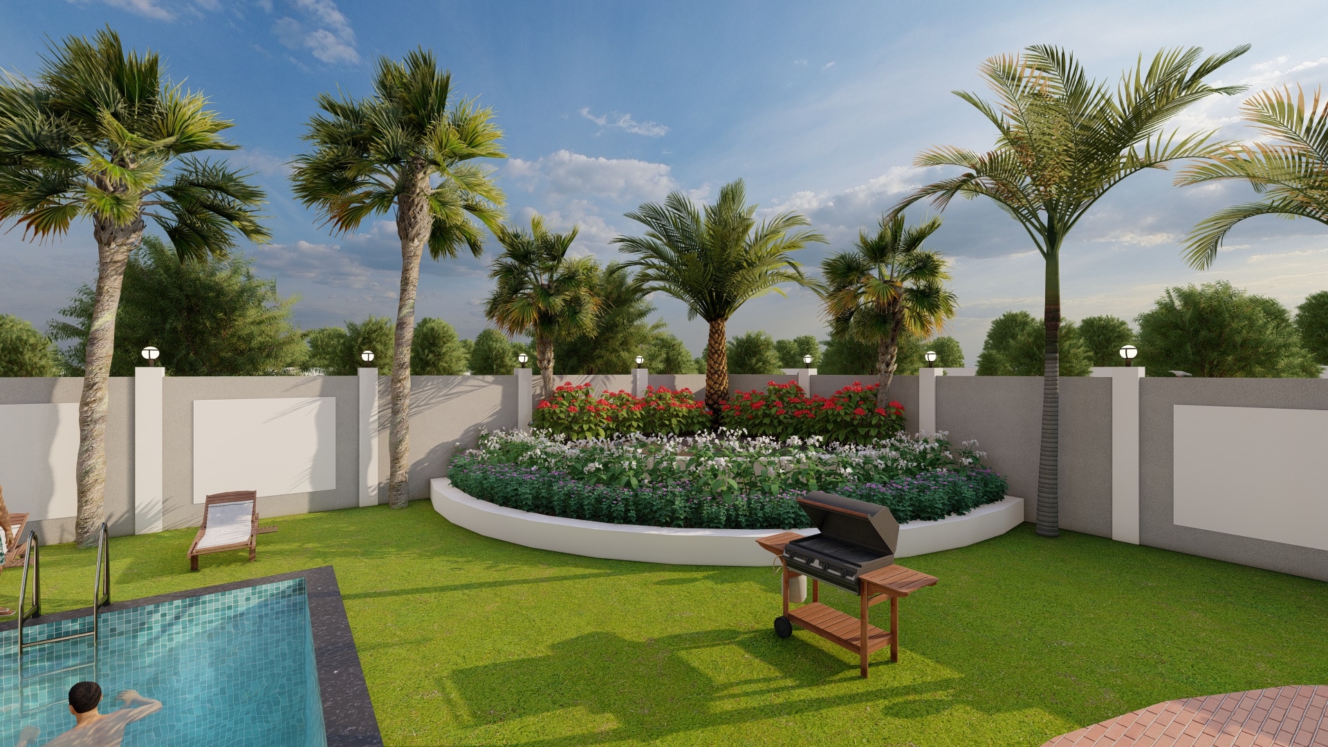 flower area at countryside leisure homes by urban terrace