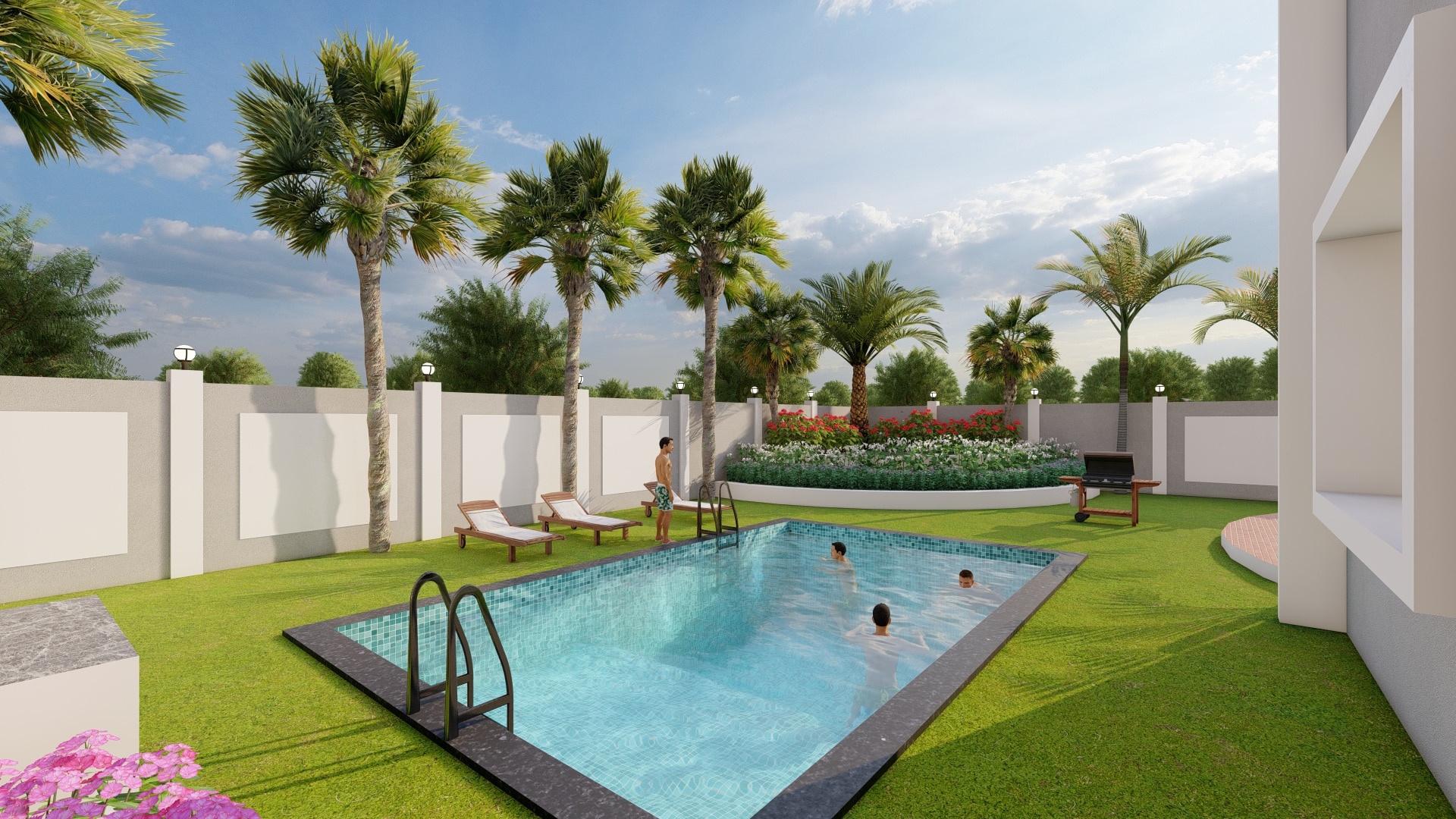 private swimming pool at urban terrace holiday villa
