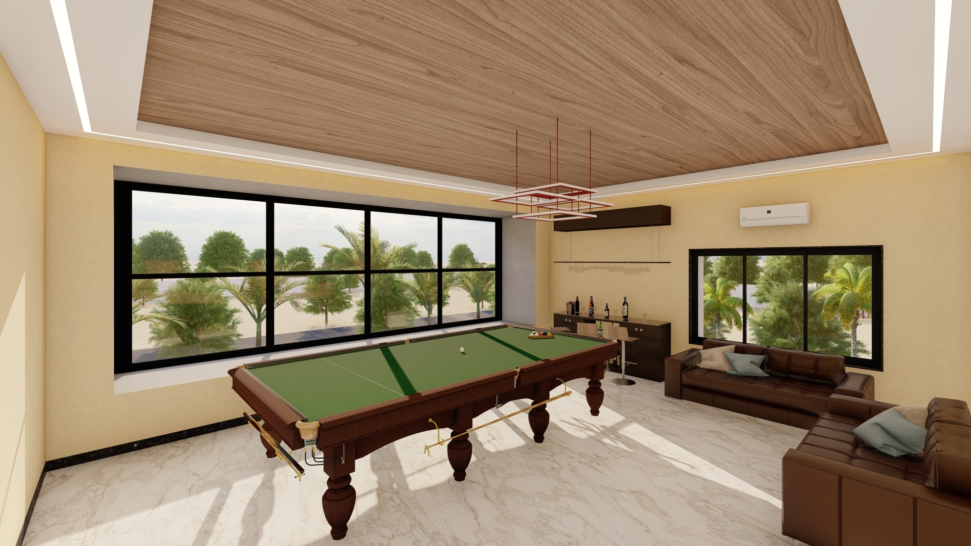snooker table and drinks counter at holiday home by urban terrace