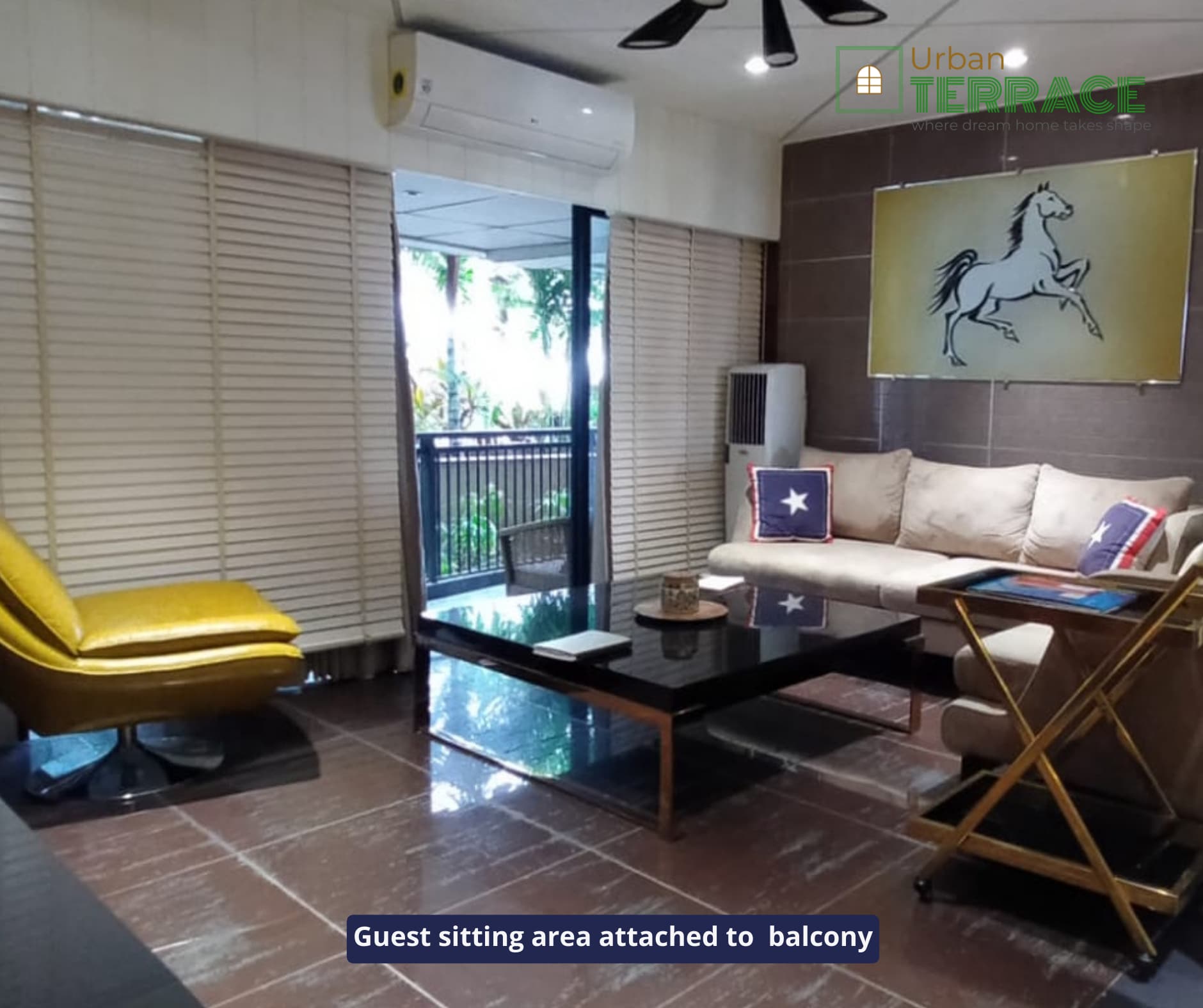 seperate guest sitting area attached with terrace garden at grand 4bhk flat